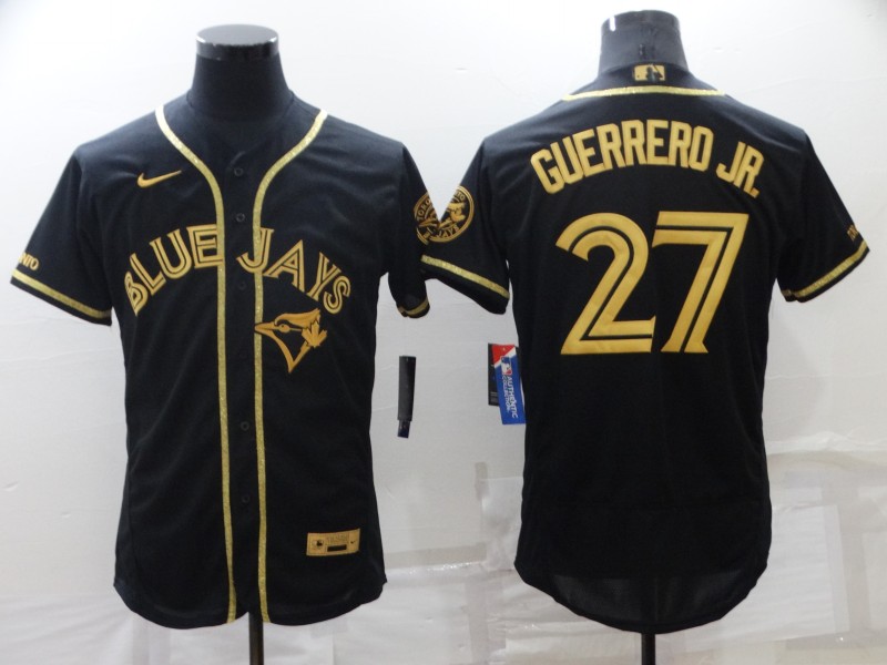 2021 Men Toronto Blue Jays #27 Guerrero jr Black elite 2021 Nike MLB Jerseys->toronto blue jays->MLB Jersey